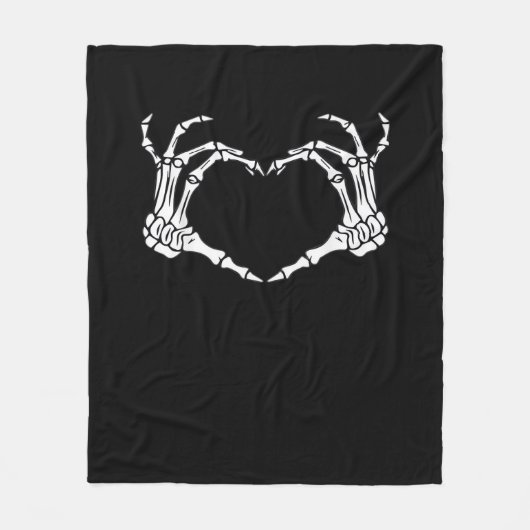 Skeleton Hand Heart Sign Costume Funny Halloween Fleece Deken (Voorkant)
