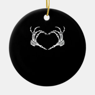Skeleton Hand Heart Sign Costume Funny Halloween Keramisch Ornament