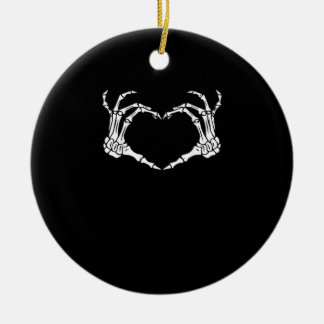 Skeleton Hand Heart Sign Costume Funny Halloween Keramisch Ornament