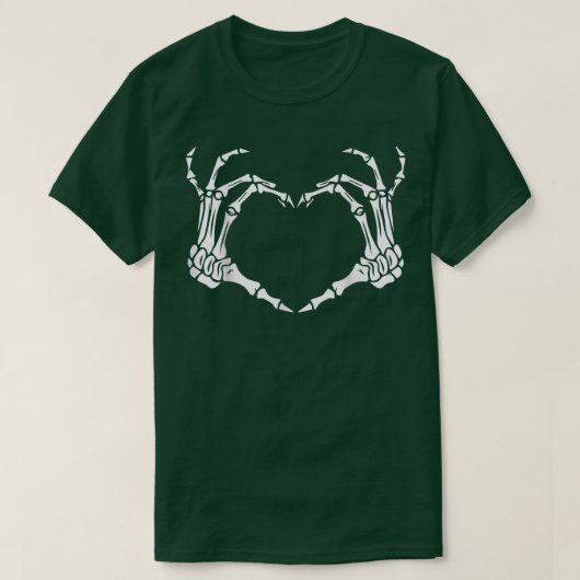 Skeleton Hand Heart Sign Costume Funny Halloween O T-shirt (Design voorkant)
