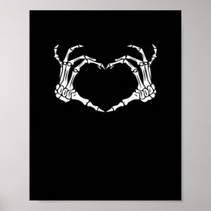 Skeleton Hand Heart Sign Costume Funny Halloween Poster