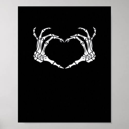 Skeleton Hand Heart Sign Costume Funny Halloween Poster (Voorkant)