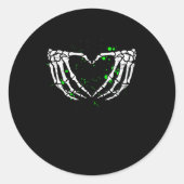 Skeleton Hand Heart Sign Costume Halloween Ronde Sticker (Voorkant)