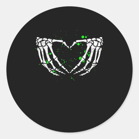 Skeleton Hand Heart Sign Costume Halloween Ronde Sticker (Voorkant)