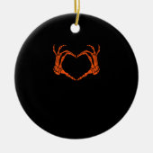Skeleton Hand Heart Sign Kostuum Halloween Design Keramisch Ornament (Voorkant)