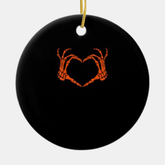 Skeleton Hand Heart Sign Kostuum Halloween Design Keramisch Ornament (Voorkant)