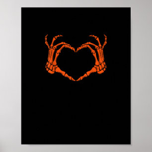 Skeleton Hand Heart Sign Kostuum Halloween Design Poster