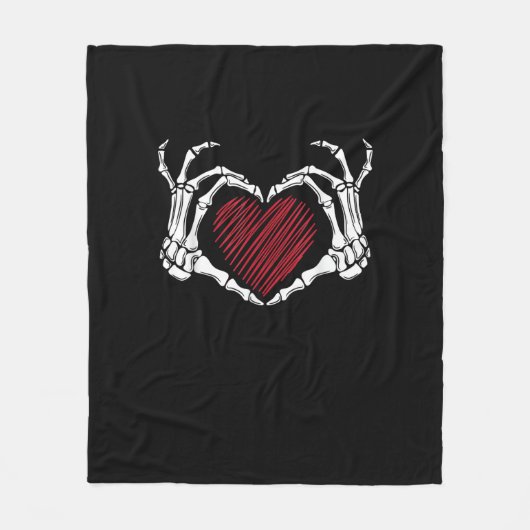 Skeleton Hand Heart Sign Kostuum Trending Hallowee Fleece Deken (Voorkant)
