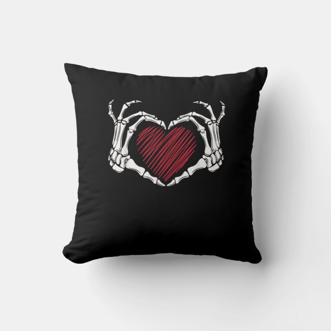 Skeleton Hand Heart Sign Kostuum Trending Hallowee Kussen (Voorkant)