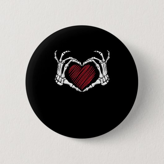 Skeleton Hand Heart Sign Kostuum Trending Hallowee Ronde Button 5,7 Cm (Voorkant)