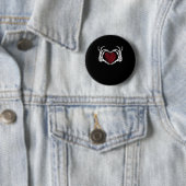 Skeleton Hand Heart Sign Kostuum Trending Hallowee Ronde Button 5,7 Cm (In situ)