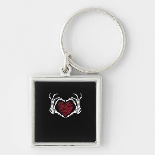 Skeleton Hand Heart Sign Kostuum Trending Hallowee Sleutelhanger (Voorkant)