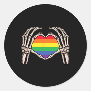 Skeleton Hand Heart Sign Retro Halloween LHBT Rain Ronde Sticker