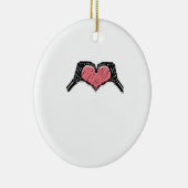 Skeleton Hand Heart Sign Valentijnsdag Classic Keramisch Ornament (Rechts)