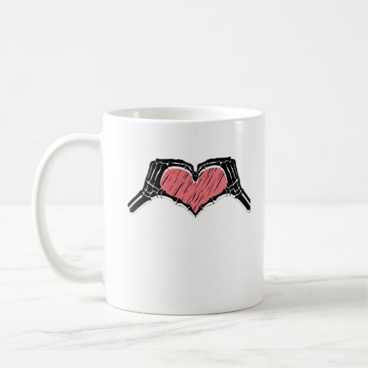 Skeleton Hand Heart Sign Valentijnsdag Classic Koffiemok (Links)