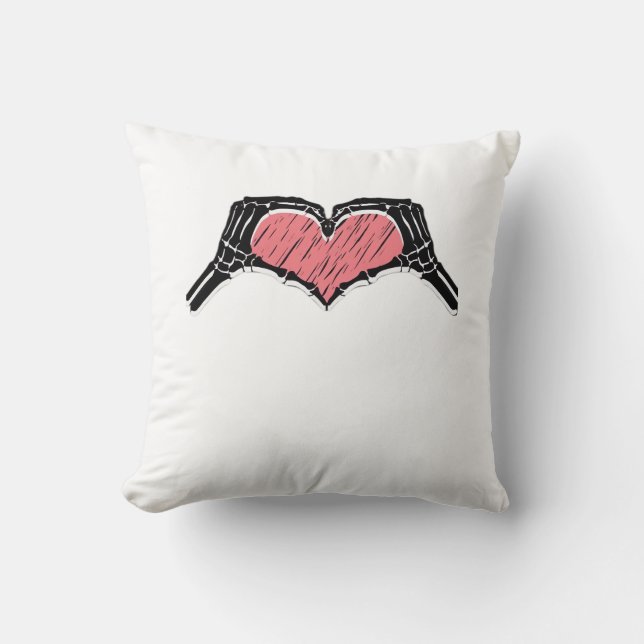 Skeleton Hand Heart Sign Valentijnsdag Classic Kussen (Voorkant)