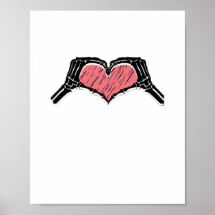 Skeleton Hand Heart Sign Valentijnsdag Classic Poster