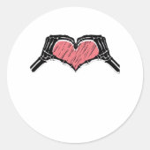 Skeleton Hand Heart Sign Valentijnsdag Classic Ronde Sticker (Voorkant)