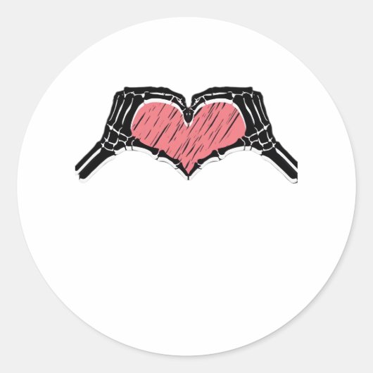 Skeleton Hand Heart Sign Valentijnsdag Classic Ronde Sticker (Voorkant)