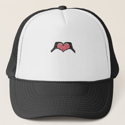 Skeleton Hand Heart Sign Valentijnsdag Classic Trucker Pet (Voorkant)