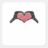 Skeleton Hand Heart Sign Valentijnsdag Classic Vierkante Sticker (Voorkant)