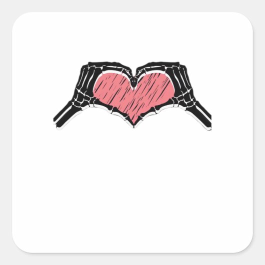 Skeleton Hand Heart Sign Valentijnsdag Classic Vierkante Sticker (Voorkant)