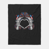 Skeleton Hand Heart USA Patriottisch Amerikaans Fleece Deken (Voorkant)