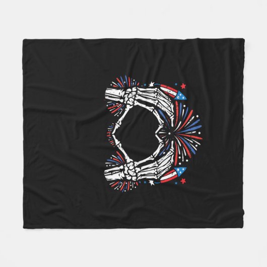 Skeleton Hand Heart USA Patriottisch Amerikaans Fleece Deken (Voorkant (Horizontaal))