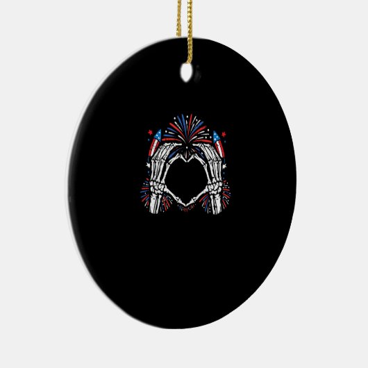 Skeleton Hand Heart USA Patriottisch Amerikaans Keramisch Ornament (Rechts)