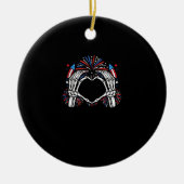Skeleton Hand Heart USA Patriottisch Amerikaans Keramisch Ornament (Voorkant)