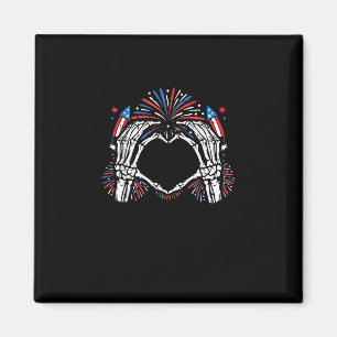 Skeleton Hand Heart USA Patriottisch Amerikaans Magneet