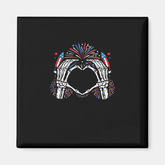 Skeleton Hand Heart USA Patriottisch Amerikaans Magneet