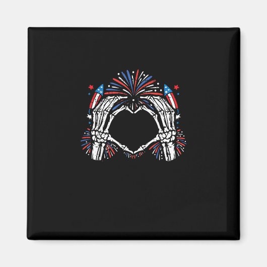 Skeleton Hand Heart USA Patriottisch Amerikaans Magneet (Voorkant)