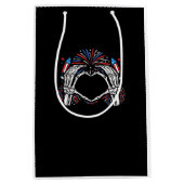 Skeleton Hand Heart USA Patriottisch Amerikaans Medium Cadeauzakje (Voorkant)