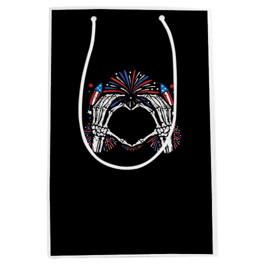 Skeleton Hand Heart USA Patriottisch Amerikaans Medium Cadeauzakje (Voorkant)