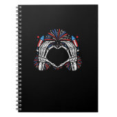 Skeleton Hand Heart USA Patriottisch Amerikaans Notitieboek (Voorkant)