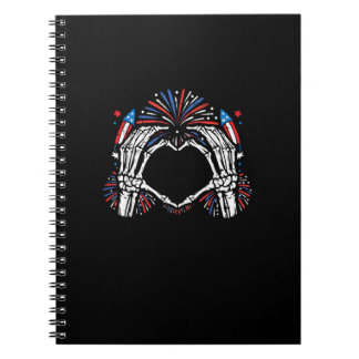 Skeleton Hand Heart USA Patriottisch Amerikaans Notitieboek
