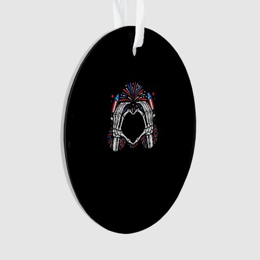 Skeleton Hand Heart USA Patriottisch Amerikaans Ornament (voorkant)