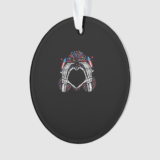 Skeleton Hand Heart USA Patriottisch Amerikaans Ornament (voorkant)