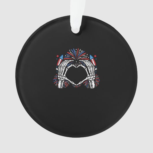 Skeleton Hand Heart USA Patriottisch Amerikaans Ornament (voorkant)