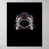 Skeleton Hand Heart USA Patriottisch Amerikaans Poster (Voorkant)