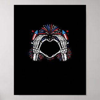 Skeleton Hand Heart USA Patriottisch Amerikaans Poster