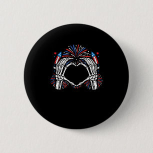 Skeleton Hand Heart USA Patriottisch Amerikaans Ronde Button 5,7 Cm