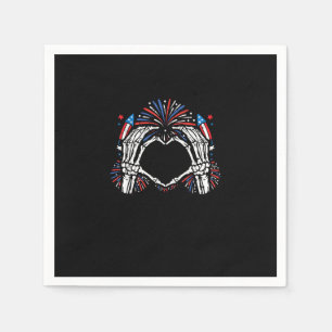 Skeleton Hand Heart USA Patriottisch Amerikaans Servet