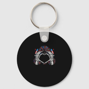 Skeleton Hand Heart USA Patriottisch Amerikaans Sleutelhanger