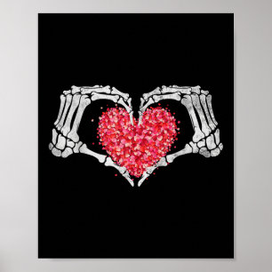 Skeleton Hand Heart Valentijnsdag Funny Botten Lov Poster