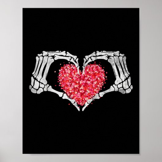 Skeleton Hand Heart Valentijnsdag Funny Botten Lov Poster (Voorkant)