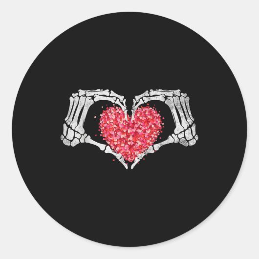 Skeleton Hand Heart Valentijnsdag Funny Botten Lov Ronde Sticker (Voorkant)