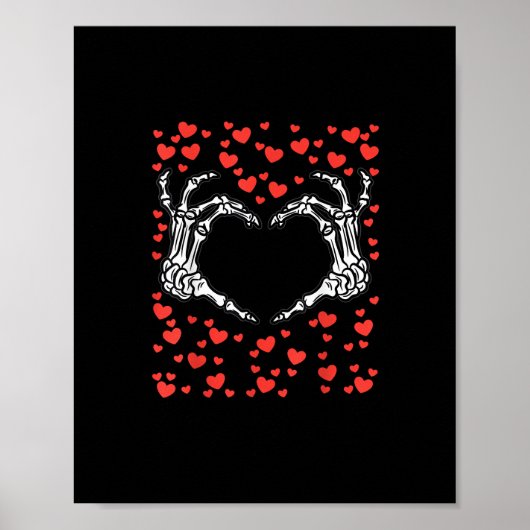 Skeleton Hand Heart Valentijnsdag Funny Classic Poster (Voorkant)