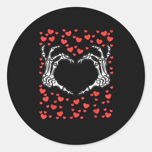 Skeleton Hand Heart Valentijnsdag Funny Classic Ronde Sticker (Voorkant)